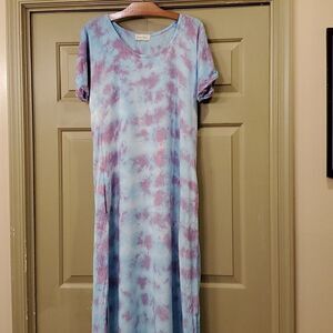 Shore Drive tie dye short sleeve maxi dress